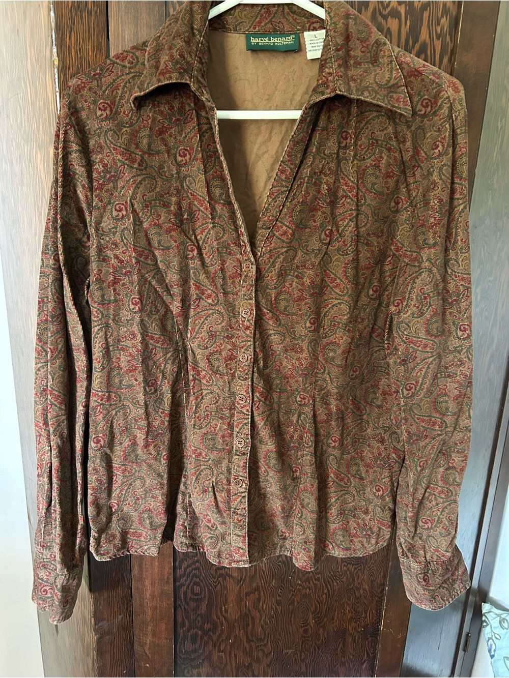 Vintage Fall Paisley Corduroy Button-Down Shirt